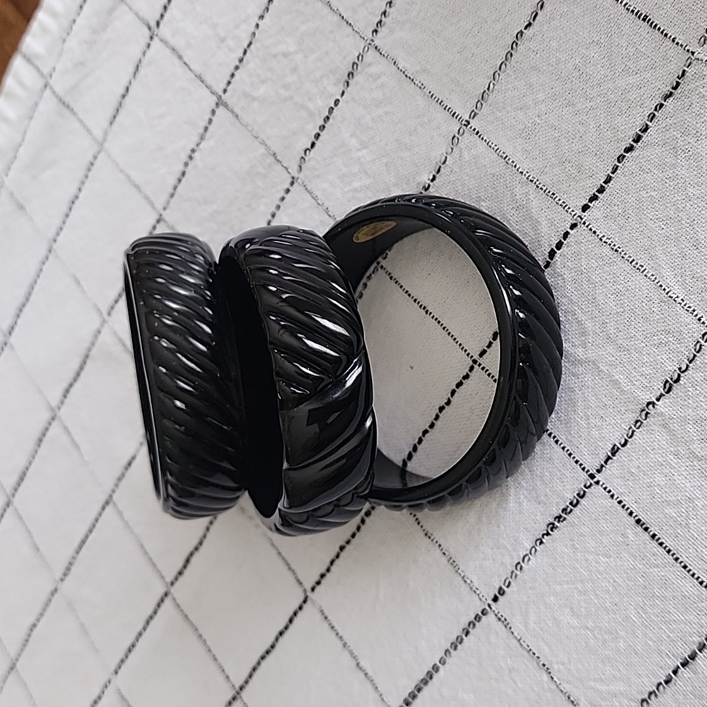 Bracelets- Genune Lucite Bracelets-  black trio